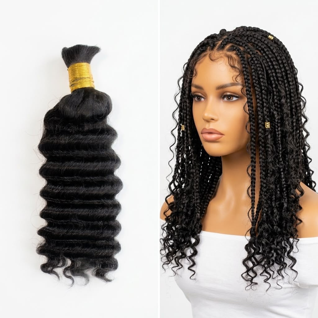 Bulk Hair Deep Wave Jet Black – 14”