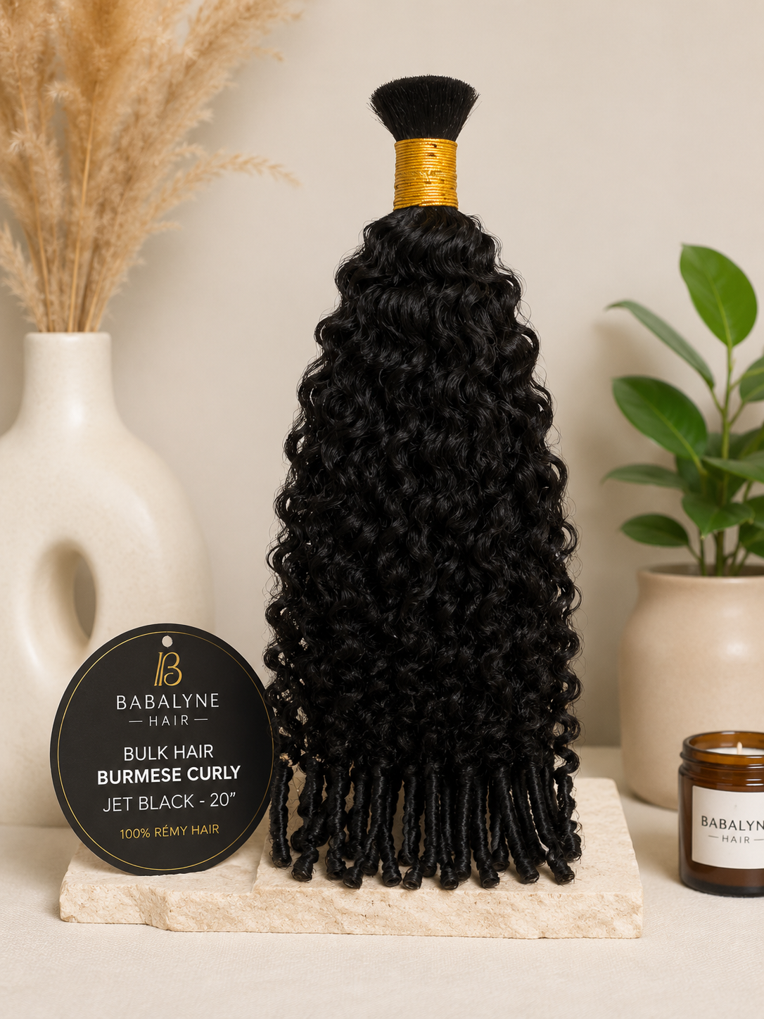 Bulk Hair Burmese Curly Jet Black – 20”