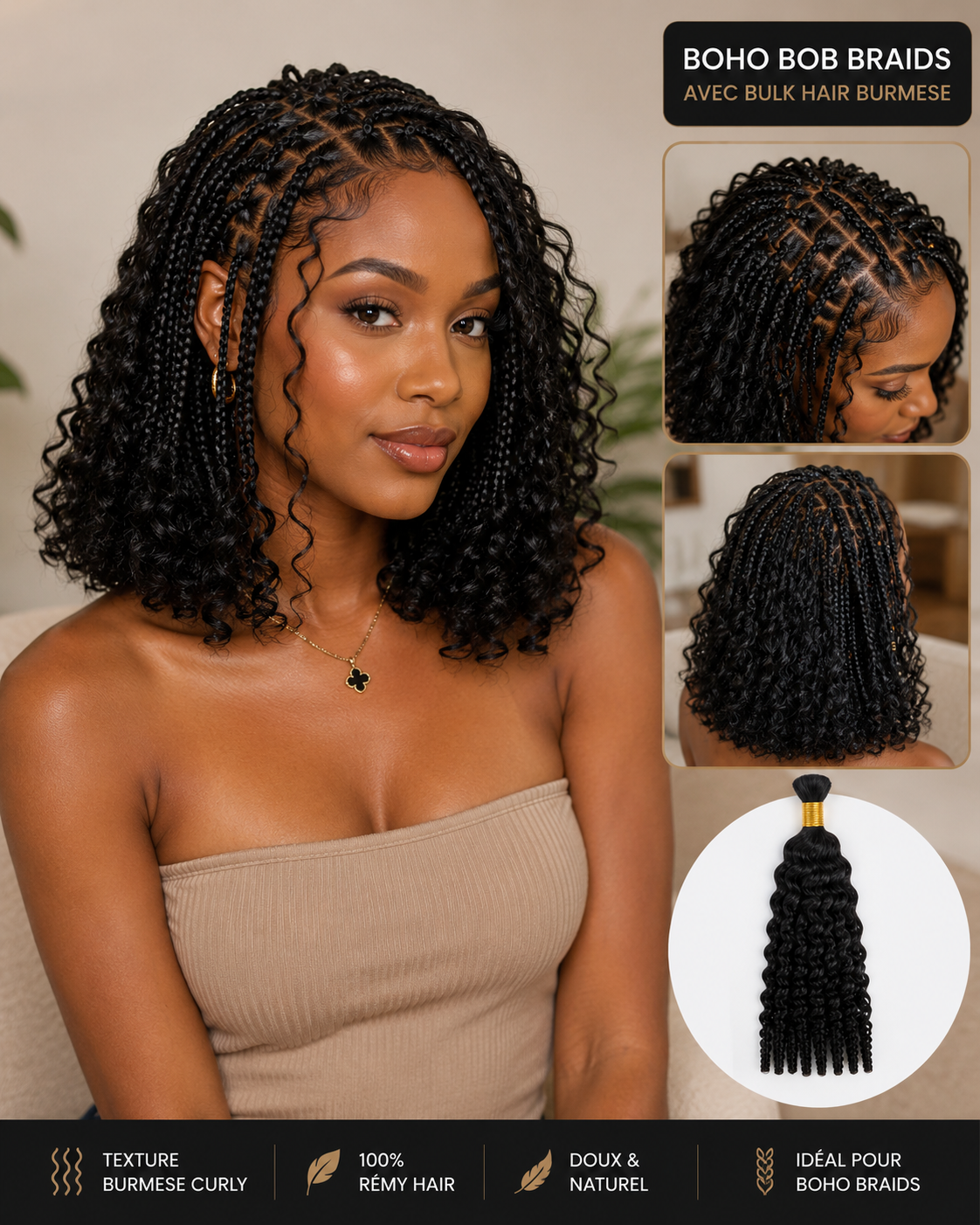 Bulk Hair Burmese Curly Jet Black – 20”